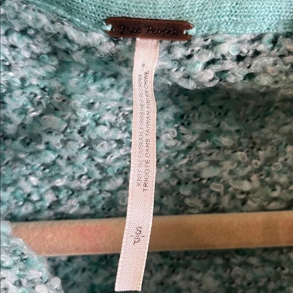 Free People Textured Teal Cowl Neck Sweater - Picture 2 of 5